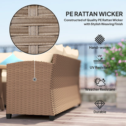Outsunny 6-Piece Patio Set - Outdoor PE Rattan Furniture Khaki