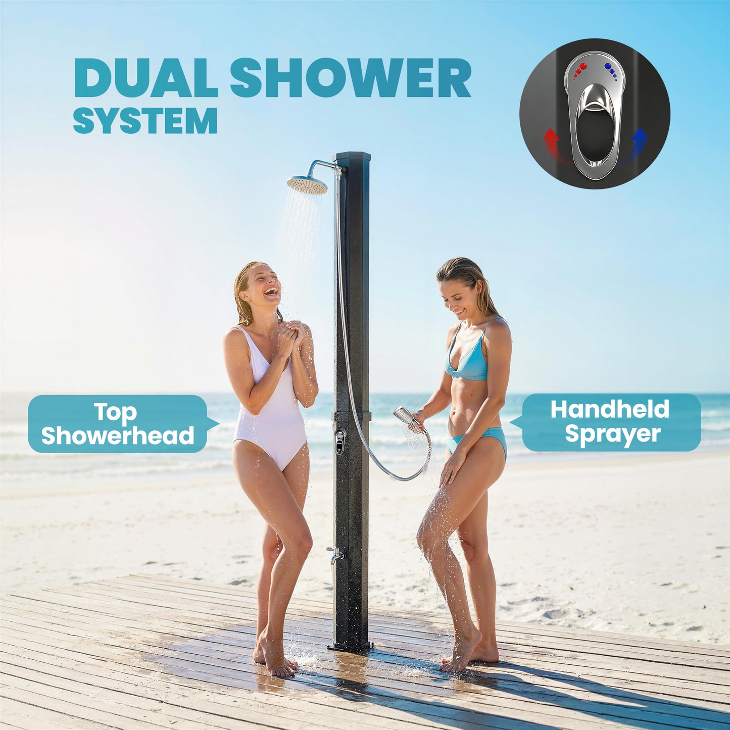 Douche solaire extérieure 60 L deux pommeaux