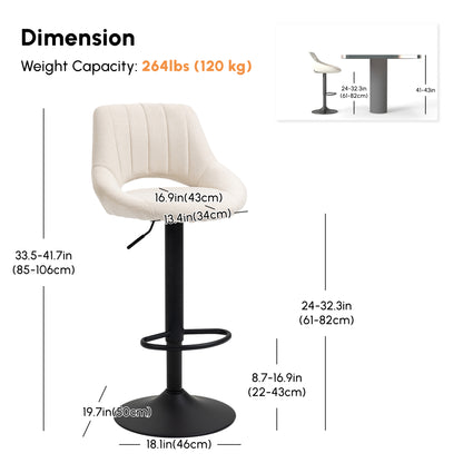 Tabourets de bar pivotants ajustables en lin — Ensemble de 2