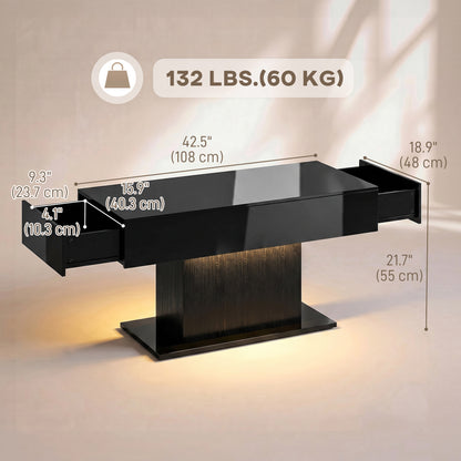 Table de salon DEL RGB avec 2 tiroirs haute brillance