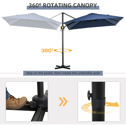 Parasol déporté carré 245 cm rotation 360°