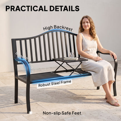 Banc de patio avec table rétractable — noir