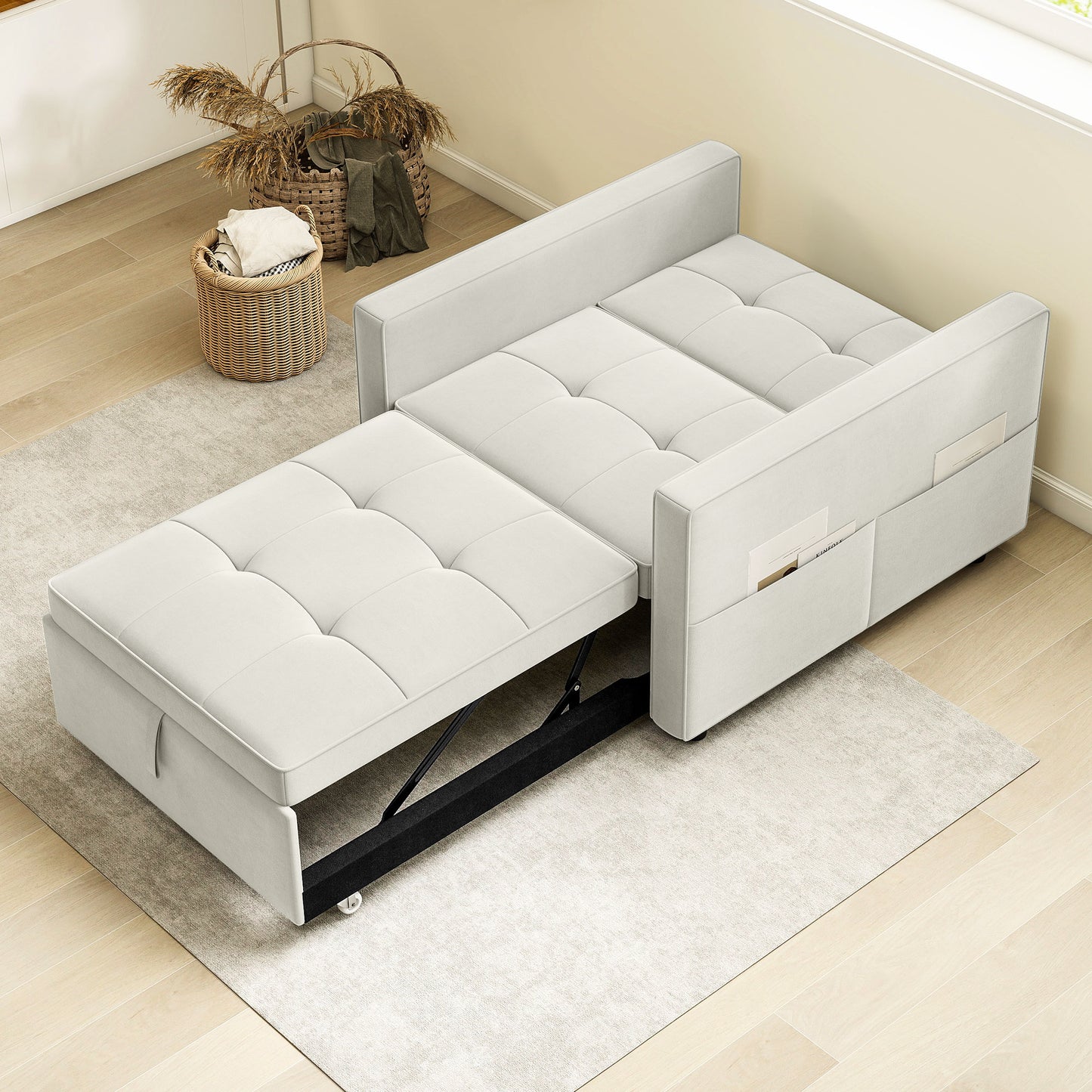 Fauteuil-lit convertible en velours avec USB