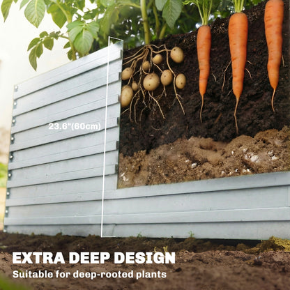 Bac de jardinage surélevé galvanisé extra profond 240x120x60cm