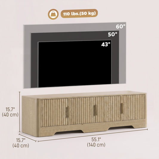 Meuble télé avec portes cannelées pour téléviseurs jusqu'à 60 po