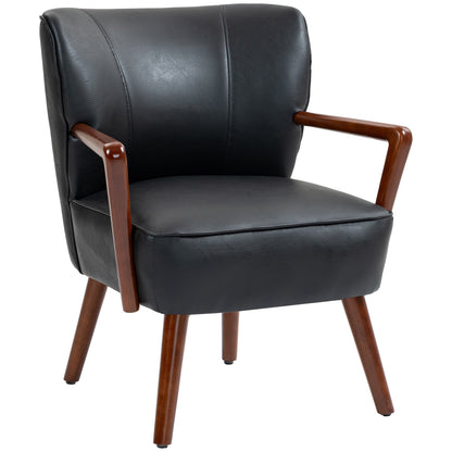 Fauteuil d'appoint moderne en similicuir avec pattes en bois