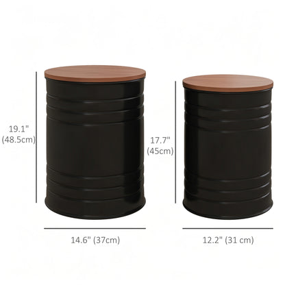 Ensemble table d'appoint gigogne avec rangement — noir
