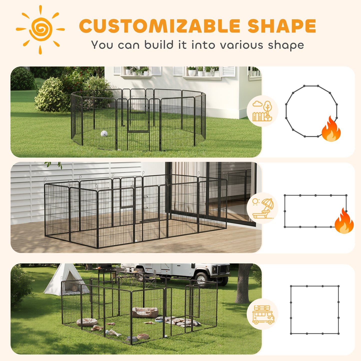 Enclos pour chien 12 panneaux avec portillon 99 cm