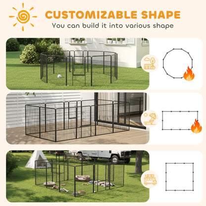 Enclos pour chien 12 panneaux avec portillon 99 cm