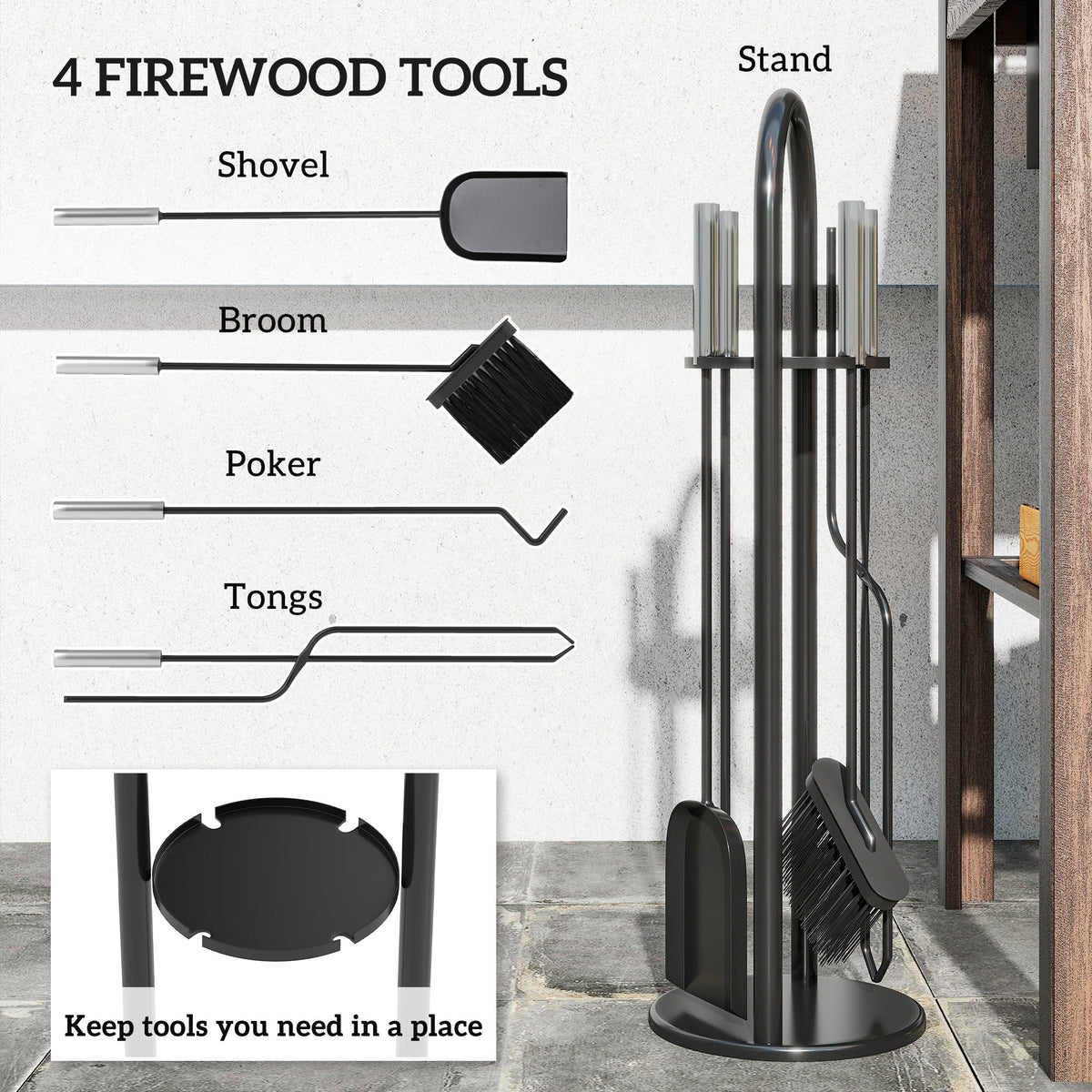 Ensemble d'outils pour foyer — Lot de 5