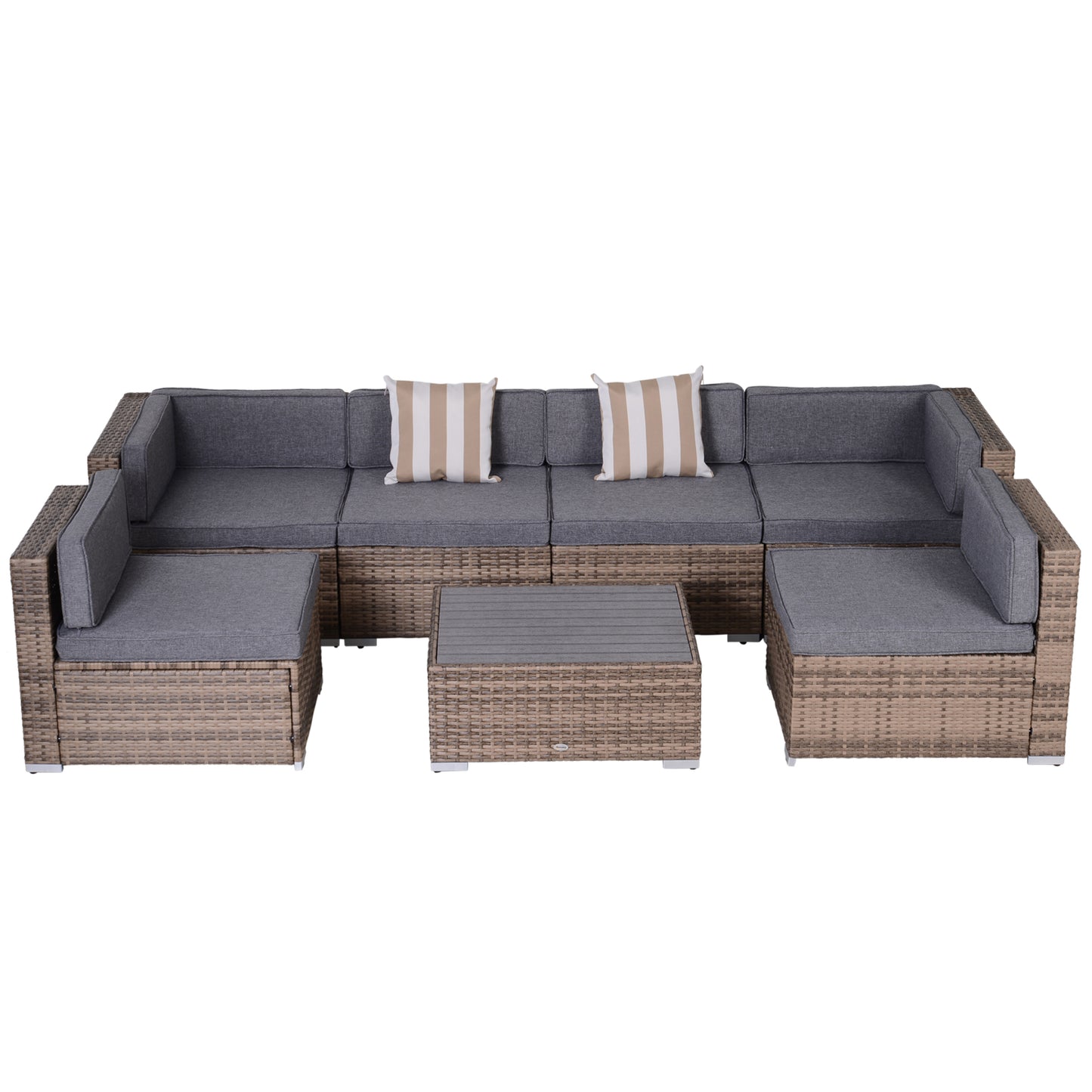 Outsunny 7-Piece Patio Set - Grey Rattan Sectional Sofa