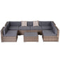Outsunny 7-Piece Patio Set - Grey Rattan Sectional Sofa