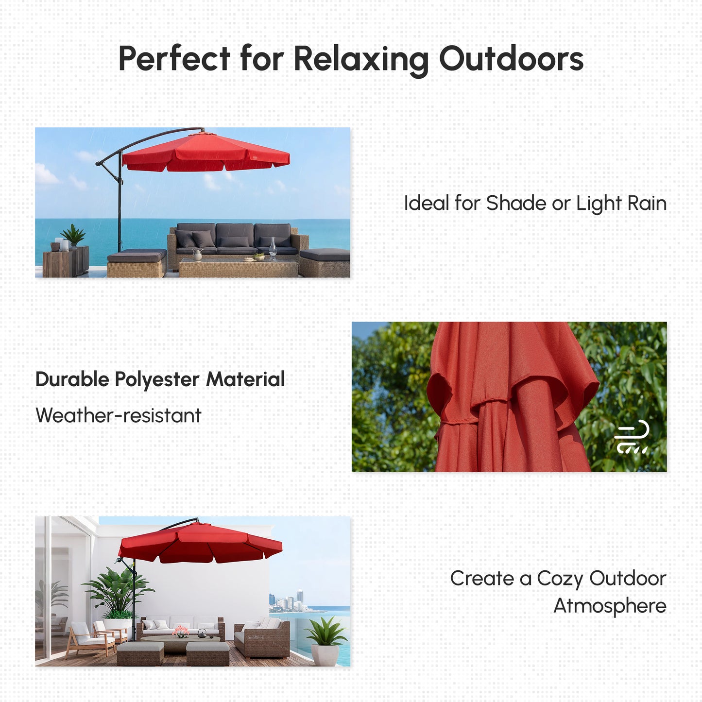 Parasol déporté inclinable avec base croisée 335 cm