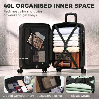 Valise rigide extensible 50 cm — noir