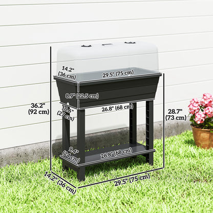 Jardinière surélevée 41L avec couvercle ventilé transparent