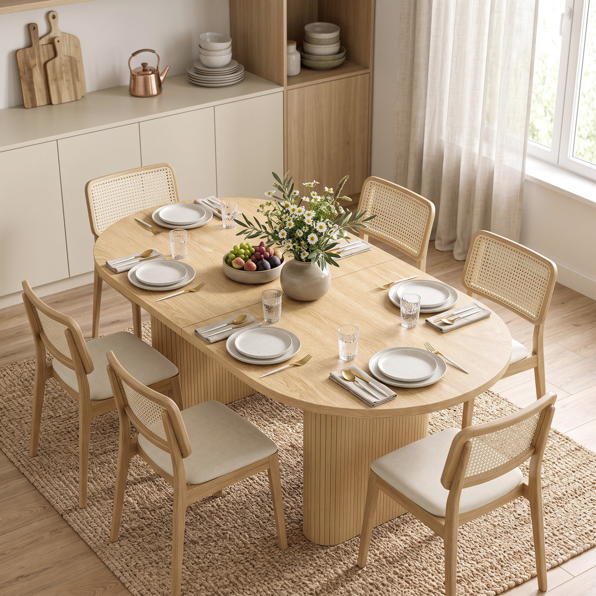 Table à manger rustique style fermette ovale bois