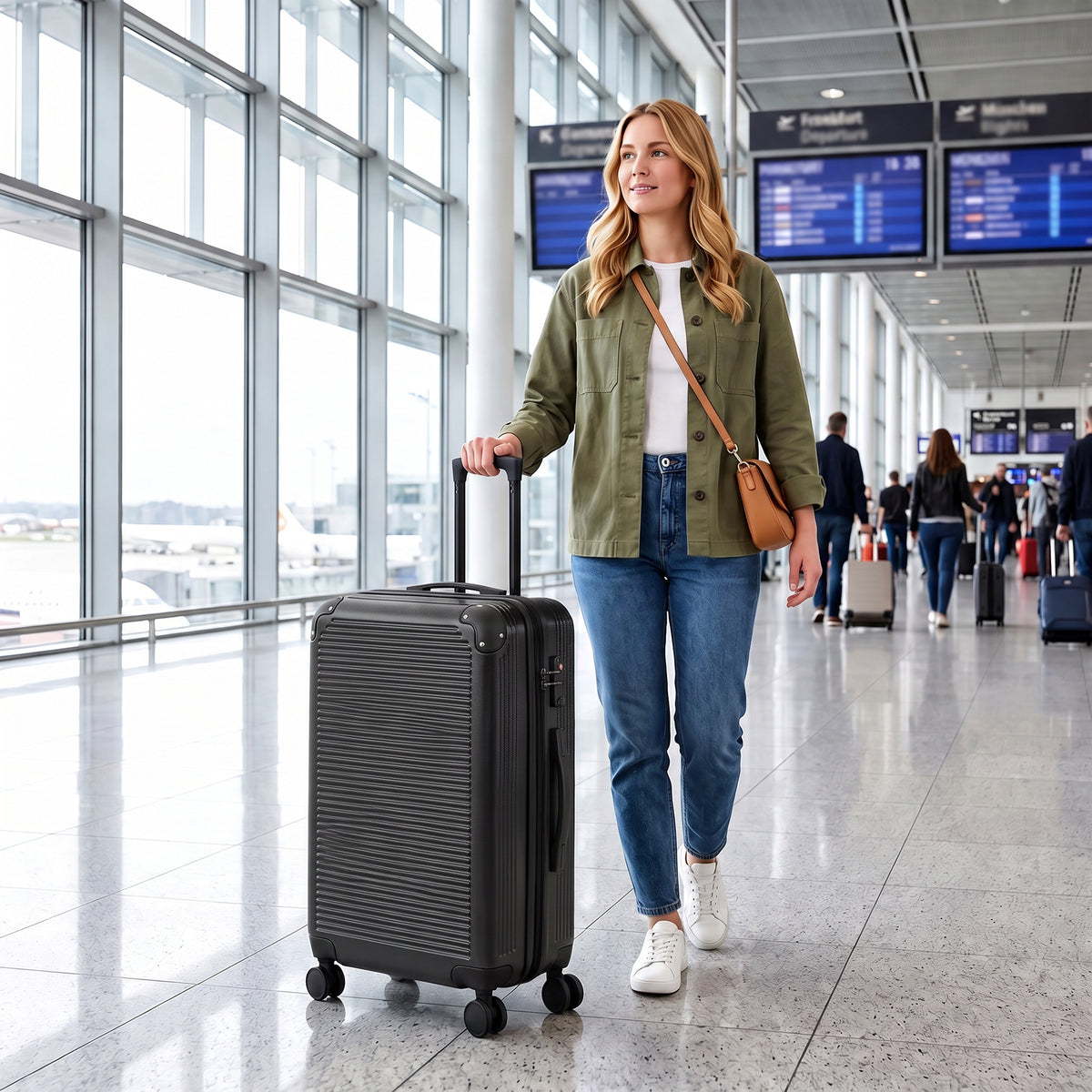 Valise extensible 24 po coque rigide avec roues pivotantes