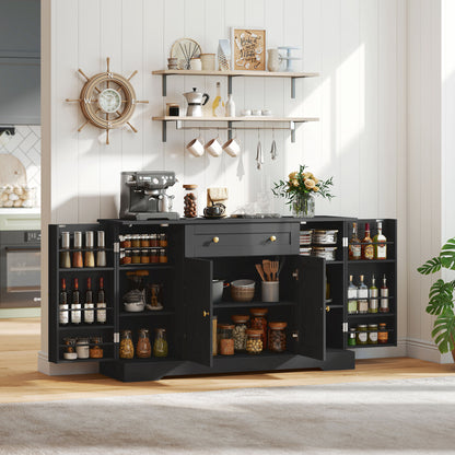 Buffet de cuisine style champêtre avec portes de grange