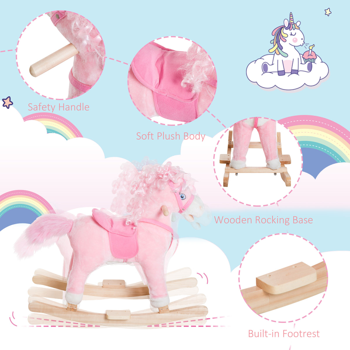 Cheval à bascule en peluche avec sons réalistes