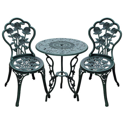 Ensemble bistro 3 pièces motifs floraux — vert antique
