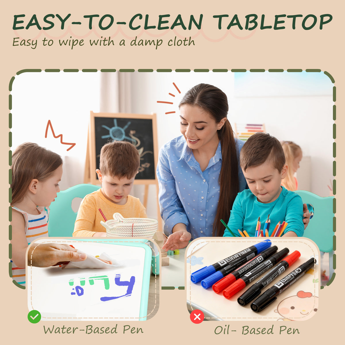 Ensemble table et chaises pour enfants ajustable — Lot de 5