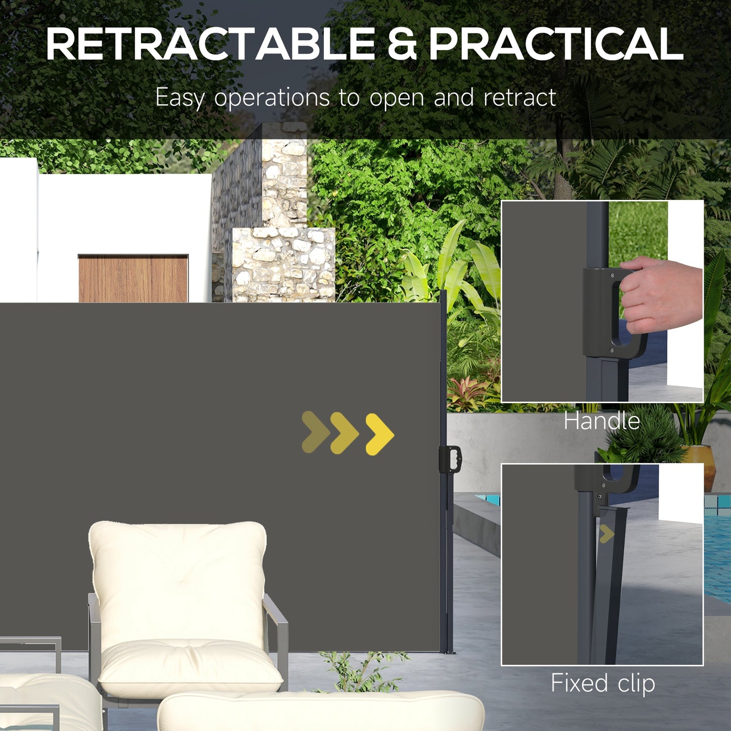 Auvent rétractable latéral 4m x 1,8m pour terrasse