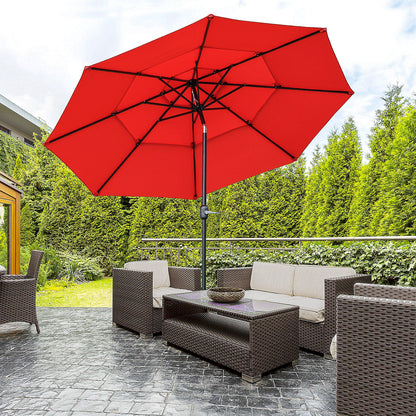 Parasol de patio 3 niveaux à manivelle 274 cm