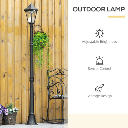 Lampadaire Solaire Outsunny 196cm Détecteur Mouvement Extérieur Noir