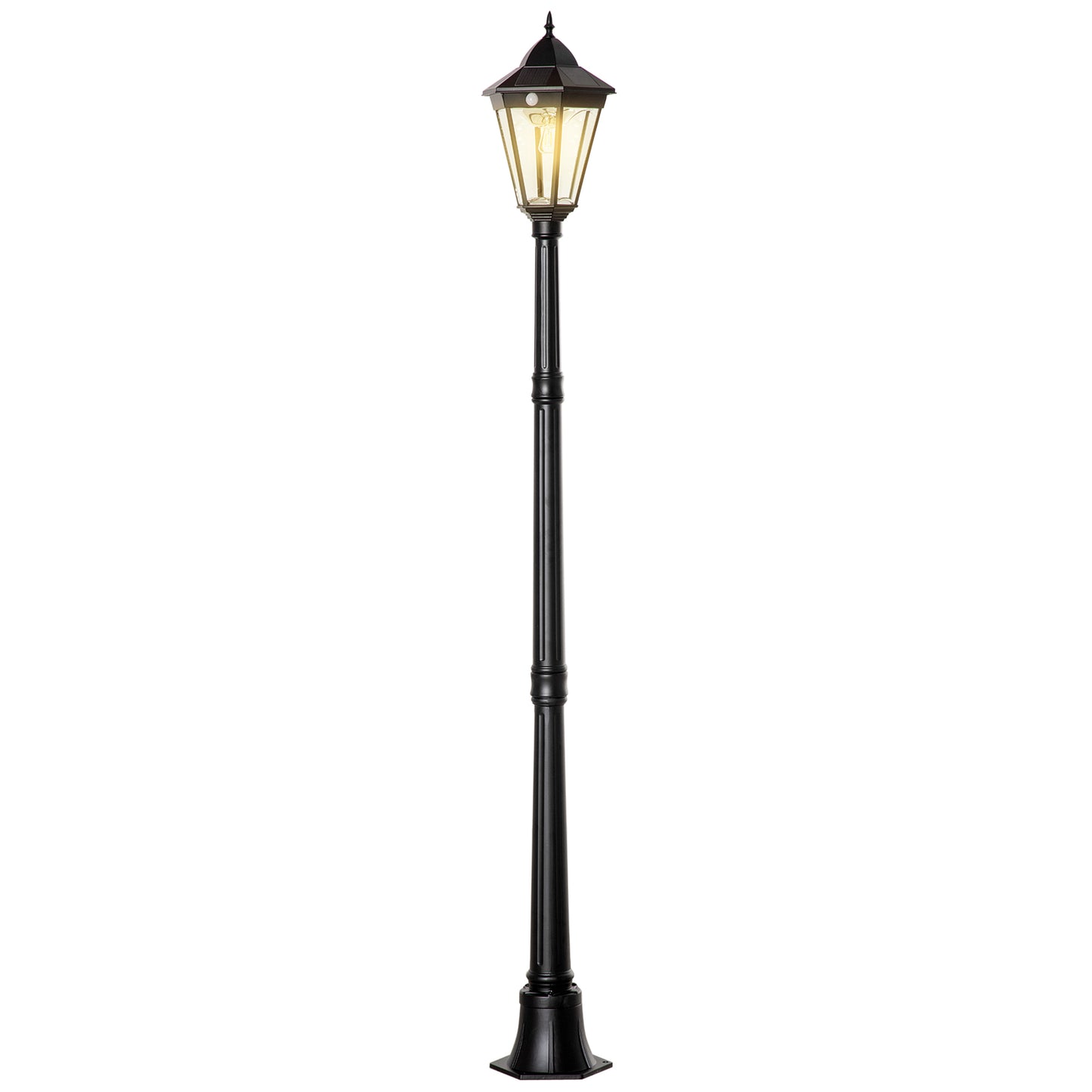 Lampadaire Solaire Outsunny 196cm Détecteur Mouvement Extérieur Noir