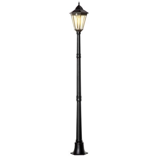 Lampadaire Solaire 196cm Détecteur Mouvement Extérieur Noir