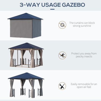 Gazebo rigide aluminium avec toiture PC et moustiquaire