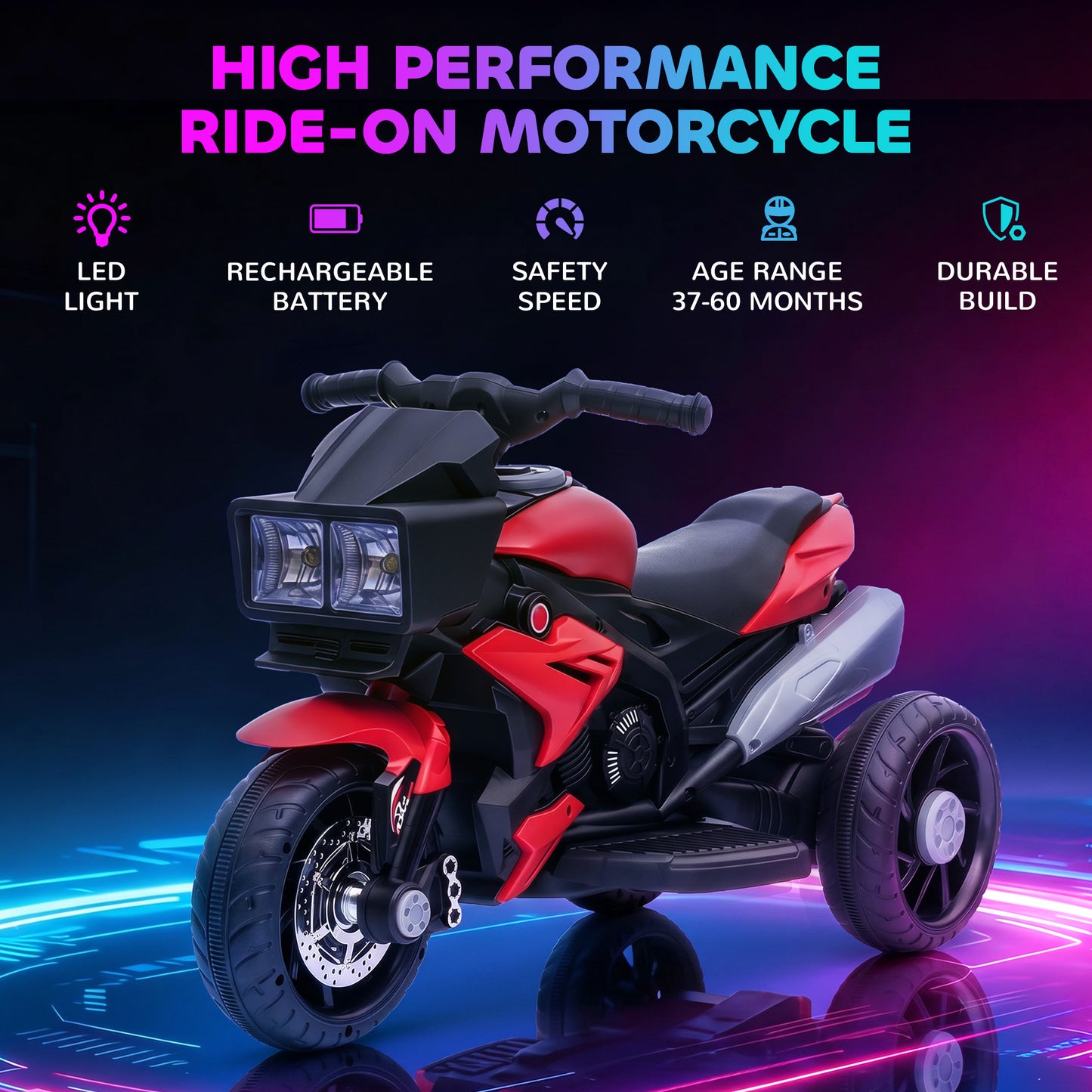 Moto électrique pour enfants 6V avec pédales musique phares