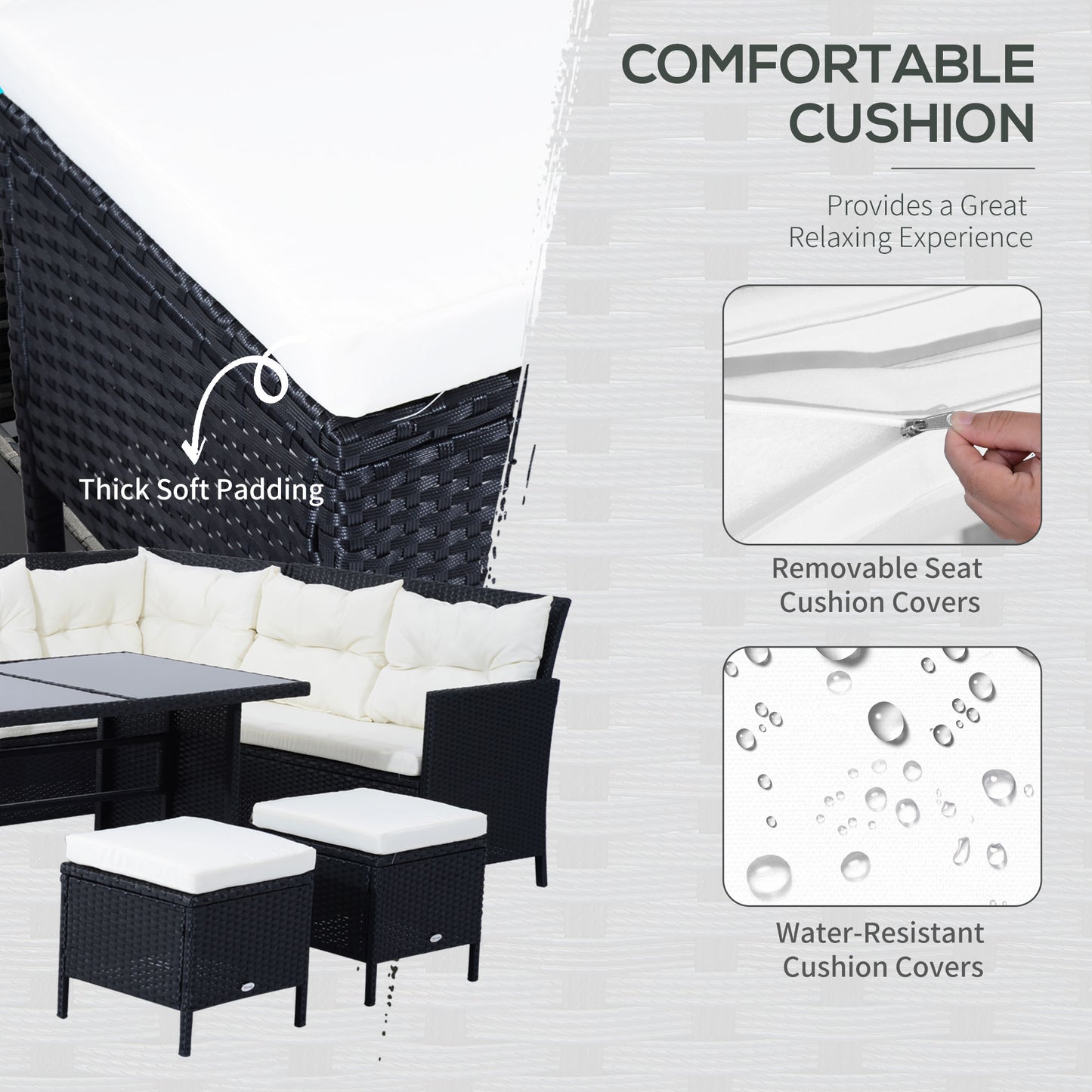 Ensemble de patio sectionnel rotin 6 pièces avec table