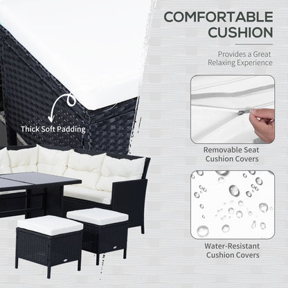 Ensemble de patio sectionnel rotin 6 pièces avec table