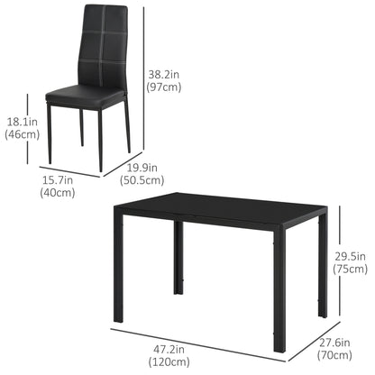 Ensemble salle à manger 5 pièces verre trempé cadre métal