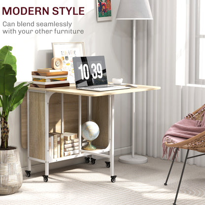 Table à manger pliante extensible avec tablette et roulettes