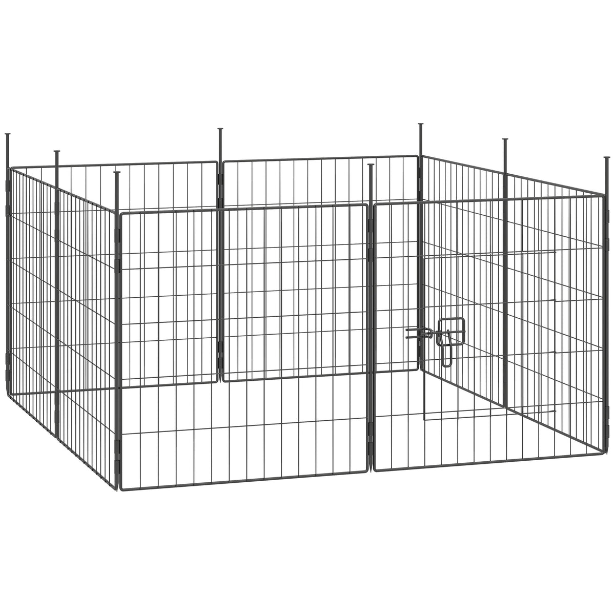 Parc pour chien 8 panneaux avec porte — acier