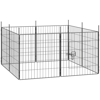 Parc pour chien 8 panneaux avec porte — acier