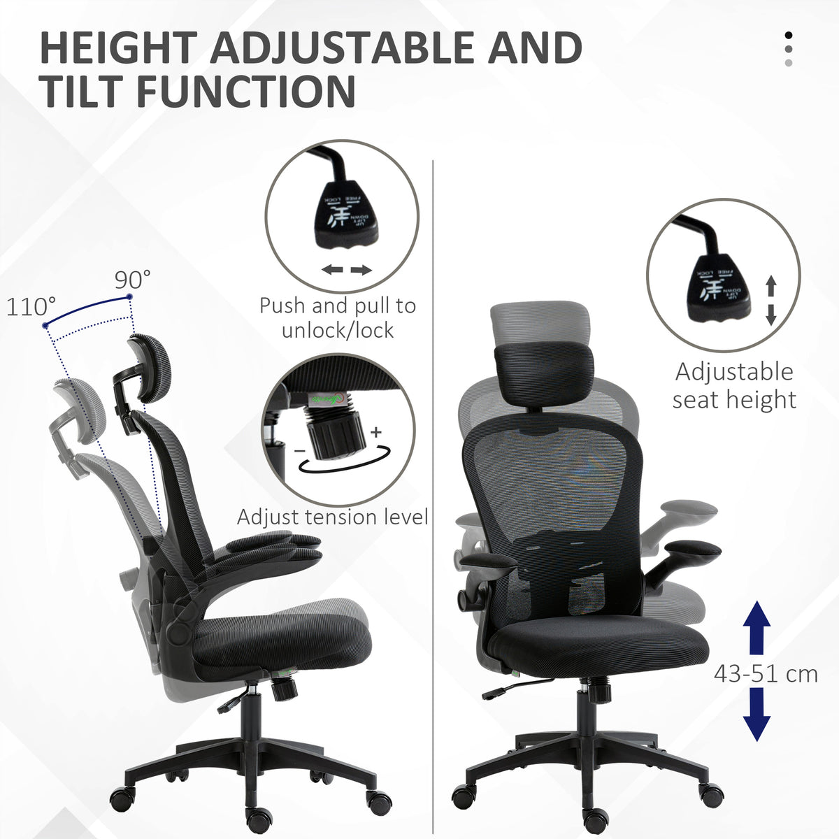 Chaise de bureau ergonomique support lombaire 4D