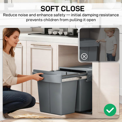 Poubelle coulissante sous armoire 40 L compartiments