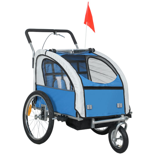 Remorque vélo enfants 2-en-1 avec poussette pliable