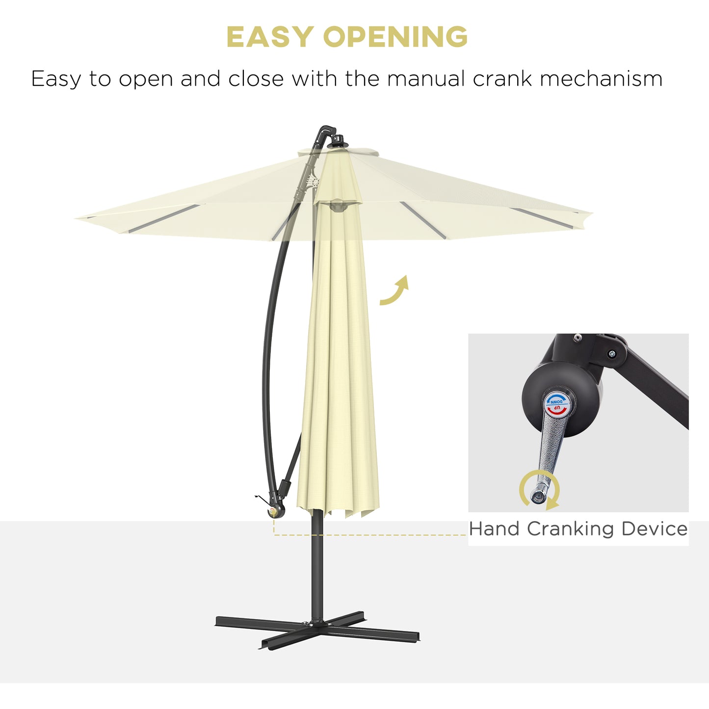 Parasol déporté patio 10 pieds cantilever avec base croisée