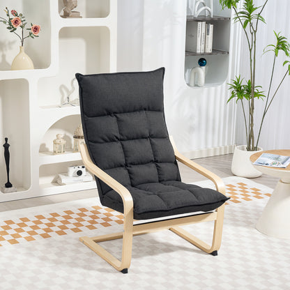 Fauteuil d'accent moderne avec accoudoirs en bois et mouvement berçant