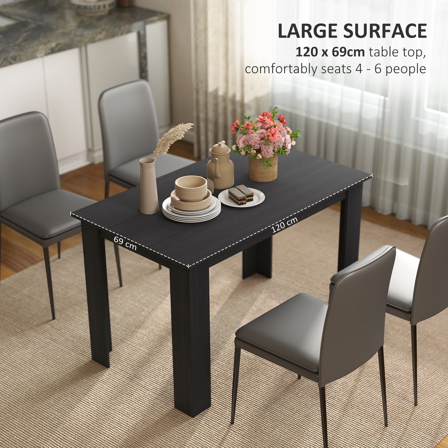 Table à manger 119 cm bois ingénierie 4-6 personnes