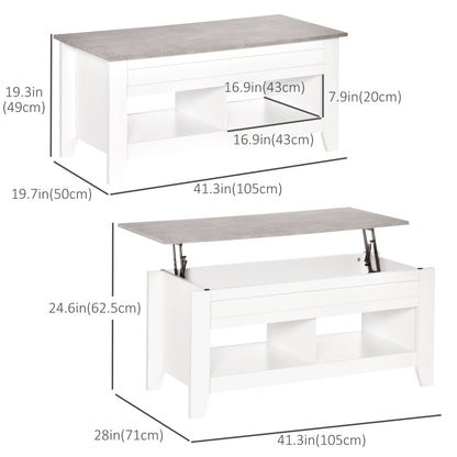 Table à café avec plateau relevable et rangement caché