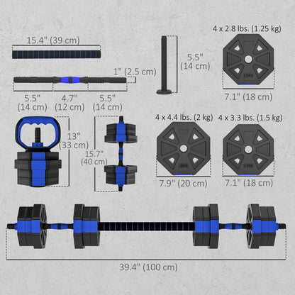 Haltères ajustables 6-en-1 20 kg