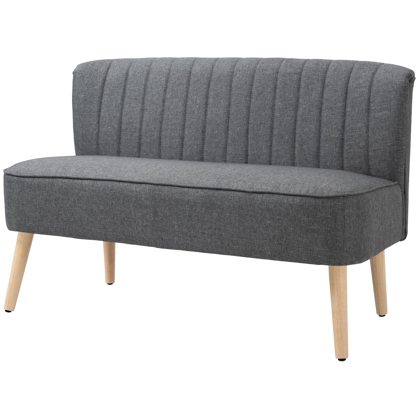Canapé 2 places moderne tissu lin pieds bois