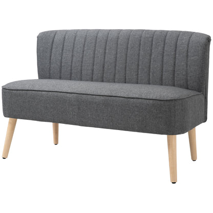 Canapé 2 places moderne tissu lin pieds bois