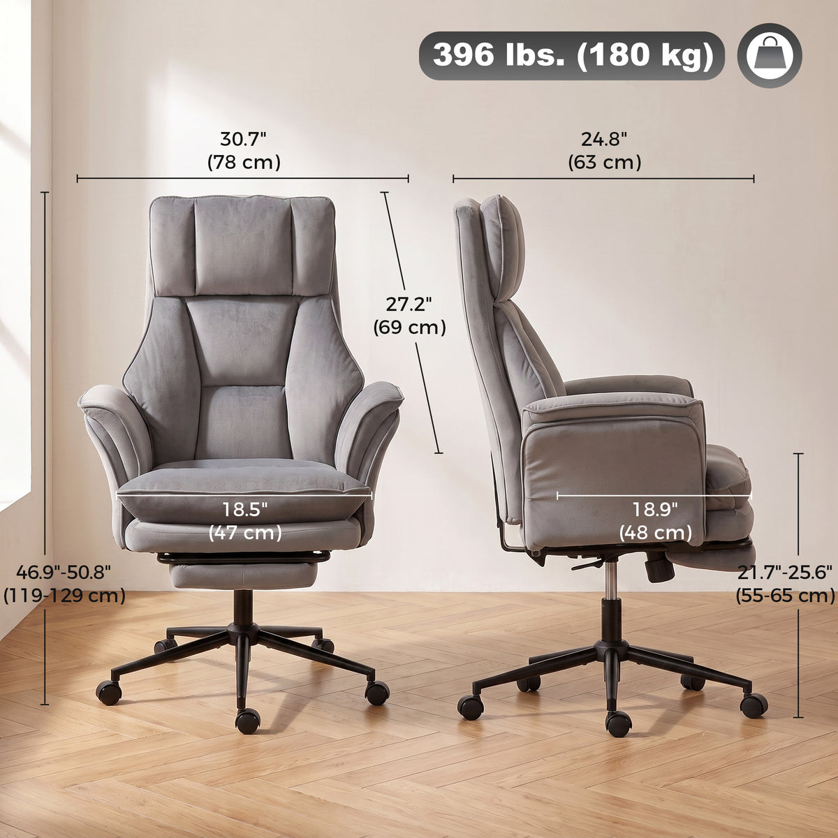 Chaise de bureau ergonomique inclinable avec repose-pieds