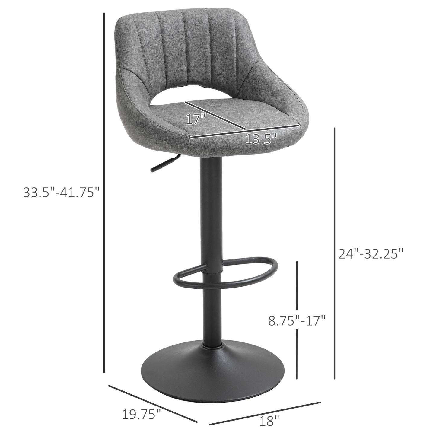 Tabourets de bar pivotants hauteur ajustable ensemble de 2